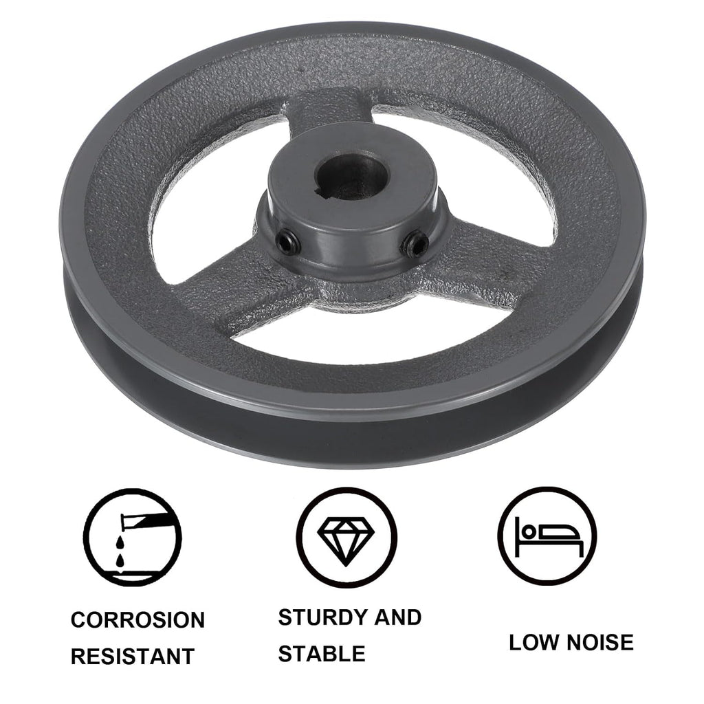 uxcell BK65-3/4 V-Belt Sheave 3/4"Bore 6.25"OD Single Groove Web Sheave Bored-to-Size Sheave, Cast Iron, Belt Section for 3L or B Belt