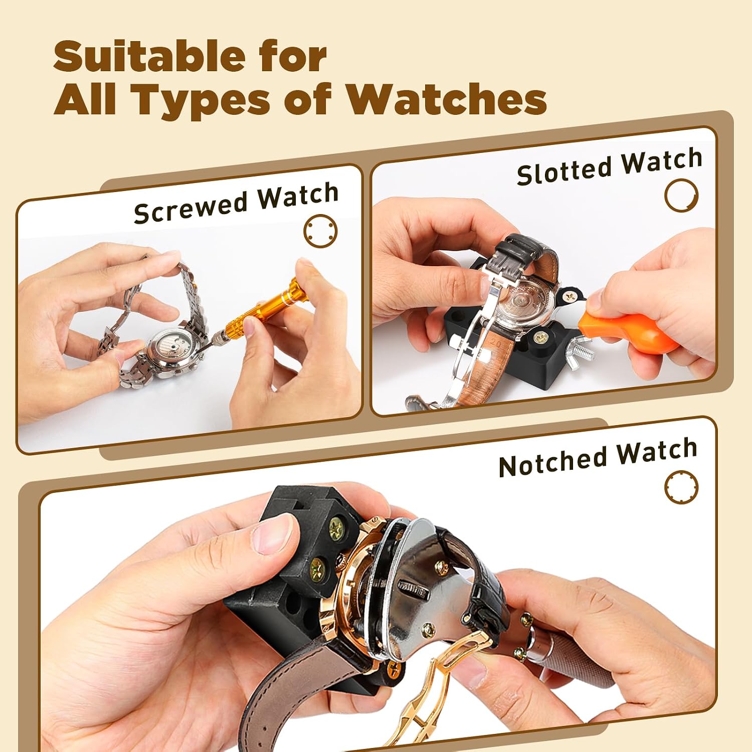 【Combination Version】Eventronic Watch Repair Tool Kit + Watch Press Tool 154PCS, Professional Watch Link Removal Kit