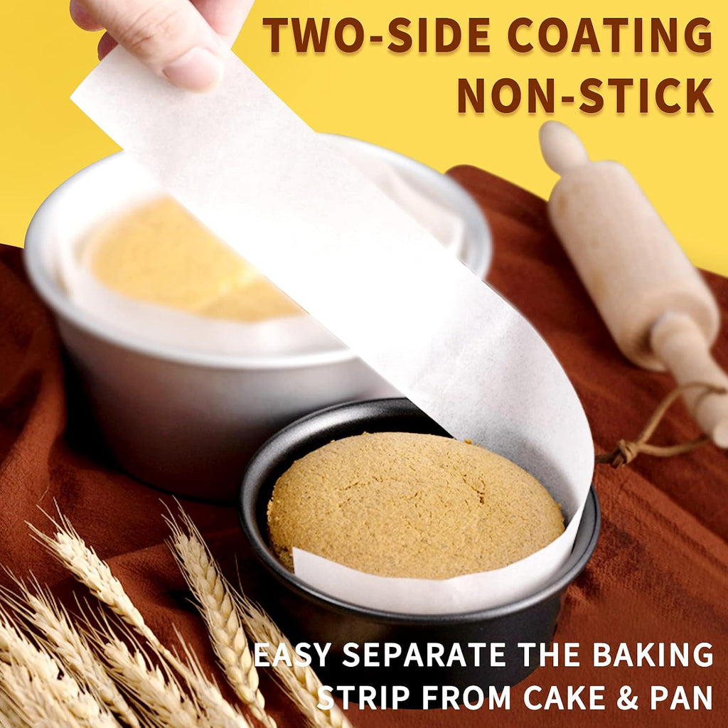 Baking Parchment Paper Side Liners - Baking Strips Roll for Round Cake Pans, Cheesecake Springform Pan, Non Stick Pan