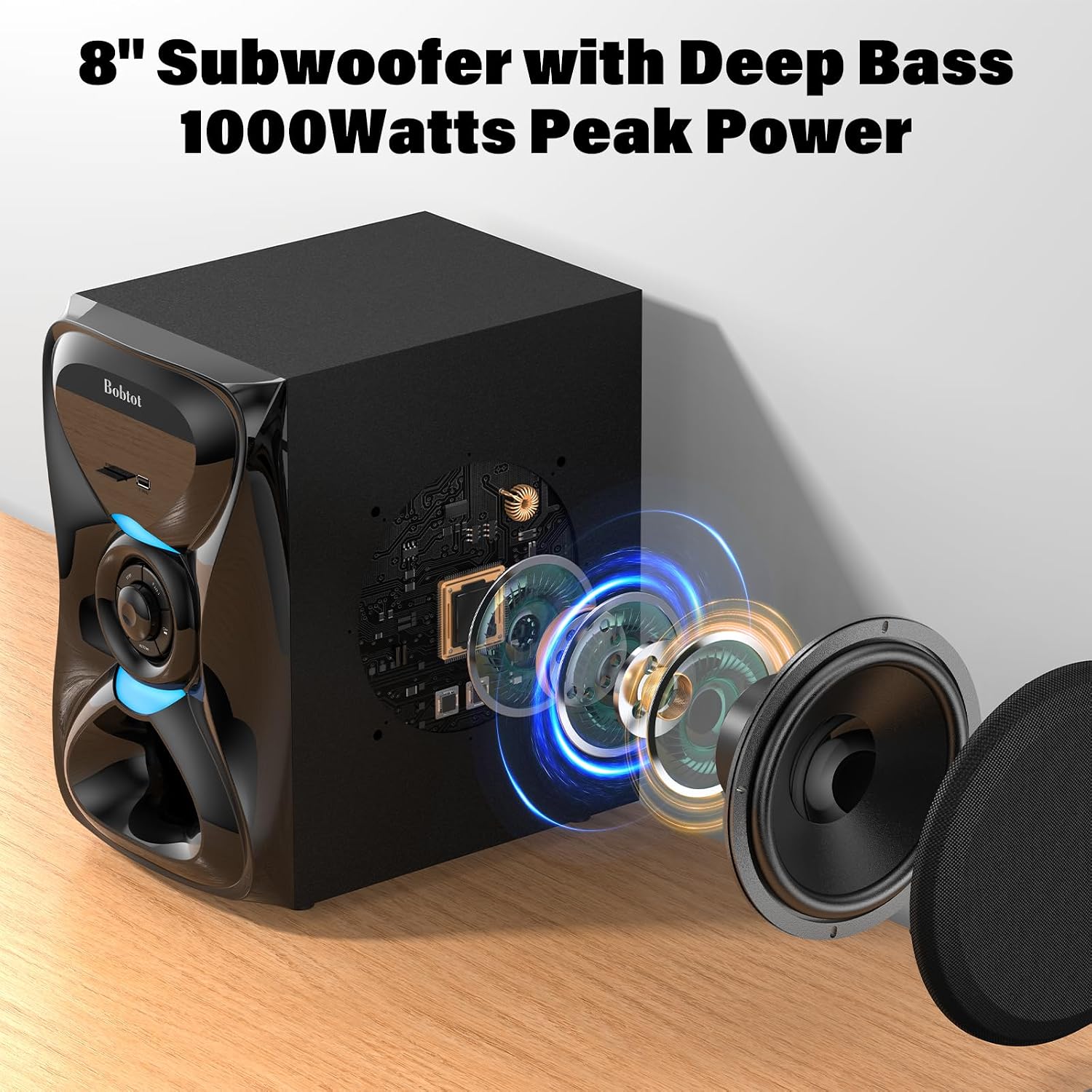 Surround Sound Systems Wireless Rear Satellite Speakers, 1000W Peak | Deep Bass 8 inch Subwoofer 5.1/2.1 Channel Home