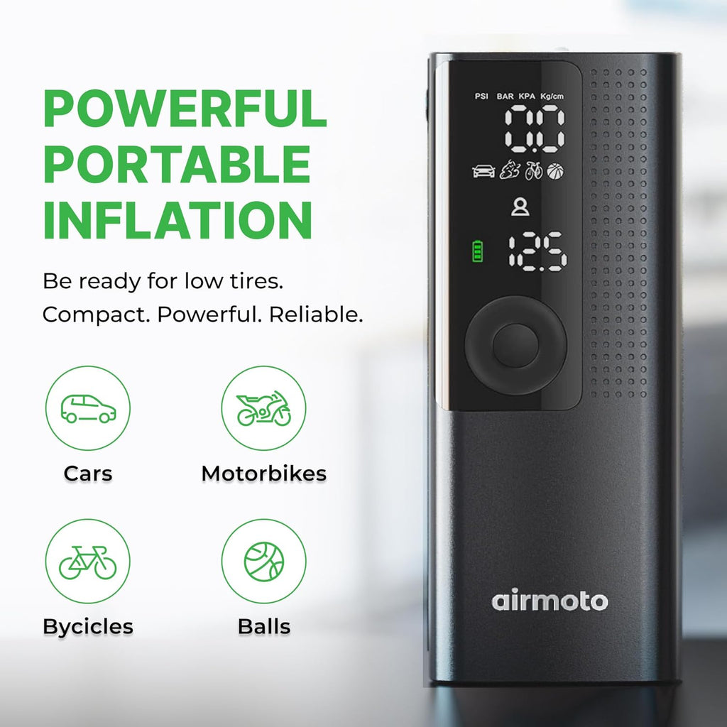 Tire Inflator Portable Air Compressor for Cars, Bikes and Bicycles | Cordless Air Pump With Digital Pressure Gauge