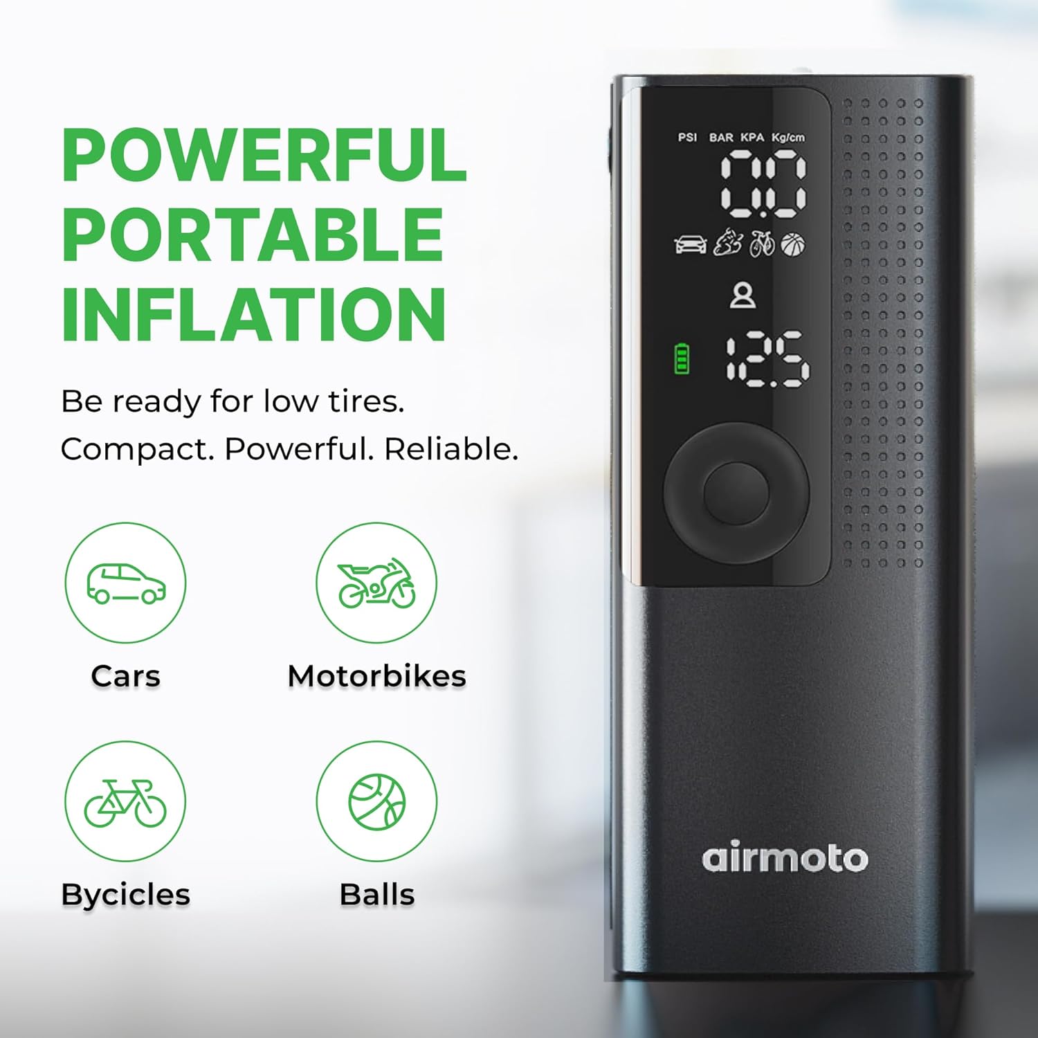 Tire Inflator Portable Air Compressor for Cars, Bikes and Bicycles | Cordless Air Pump With Digital Pressure Gauge