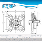 HQRP 4-Pack UCF201-8 Pillow Block Bearing 1/2 inch Bore, 4-Bolt Flange Mounted, Solid Base, Self-Alignment, Square