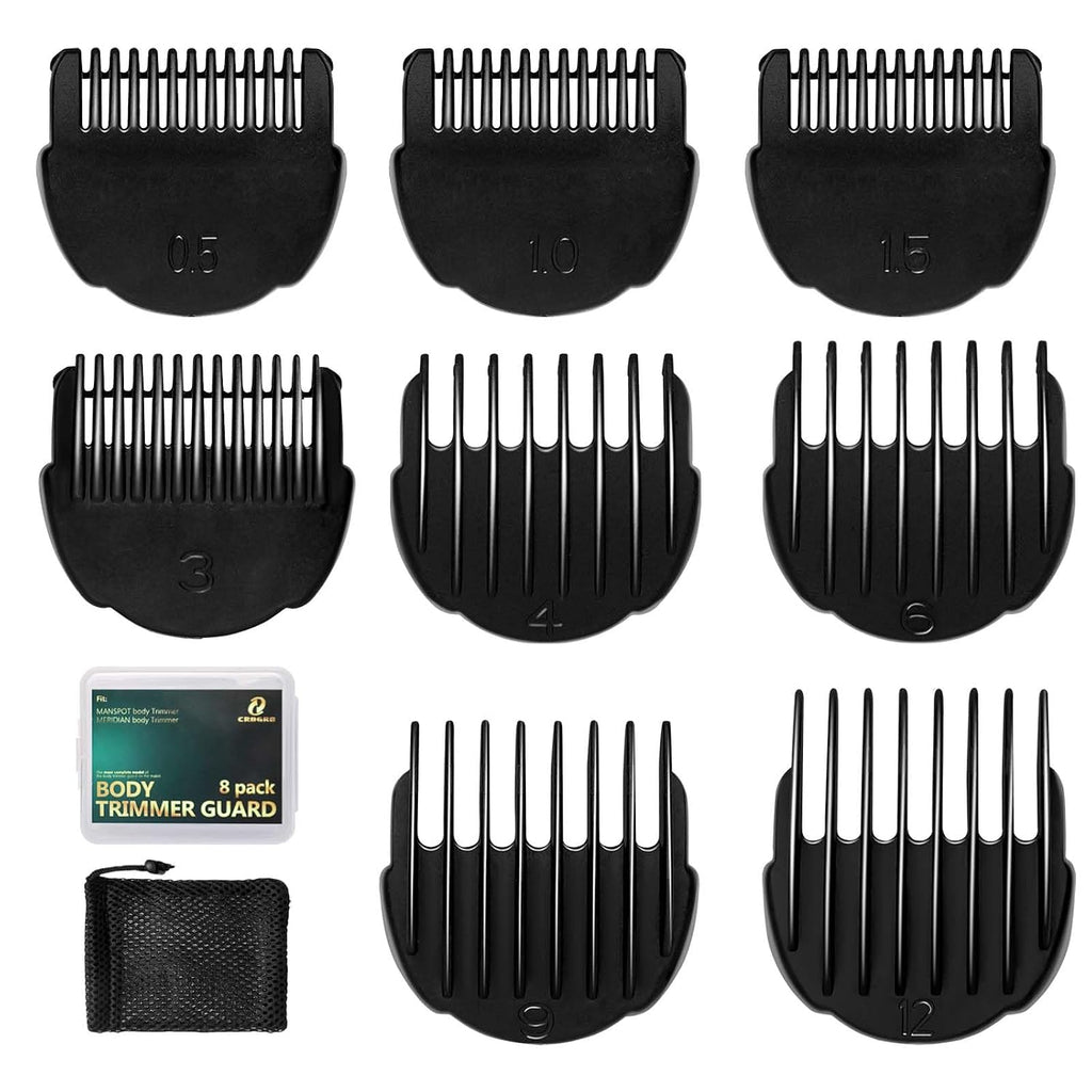 Hair Clipper Guards Guides 8pcs 0.02inch to 0.5Inch(0.5mm-12mm) Fits For Manspot Body Trimmer,Meridian Ball Trimmer