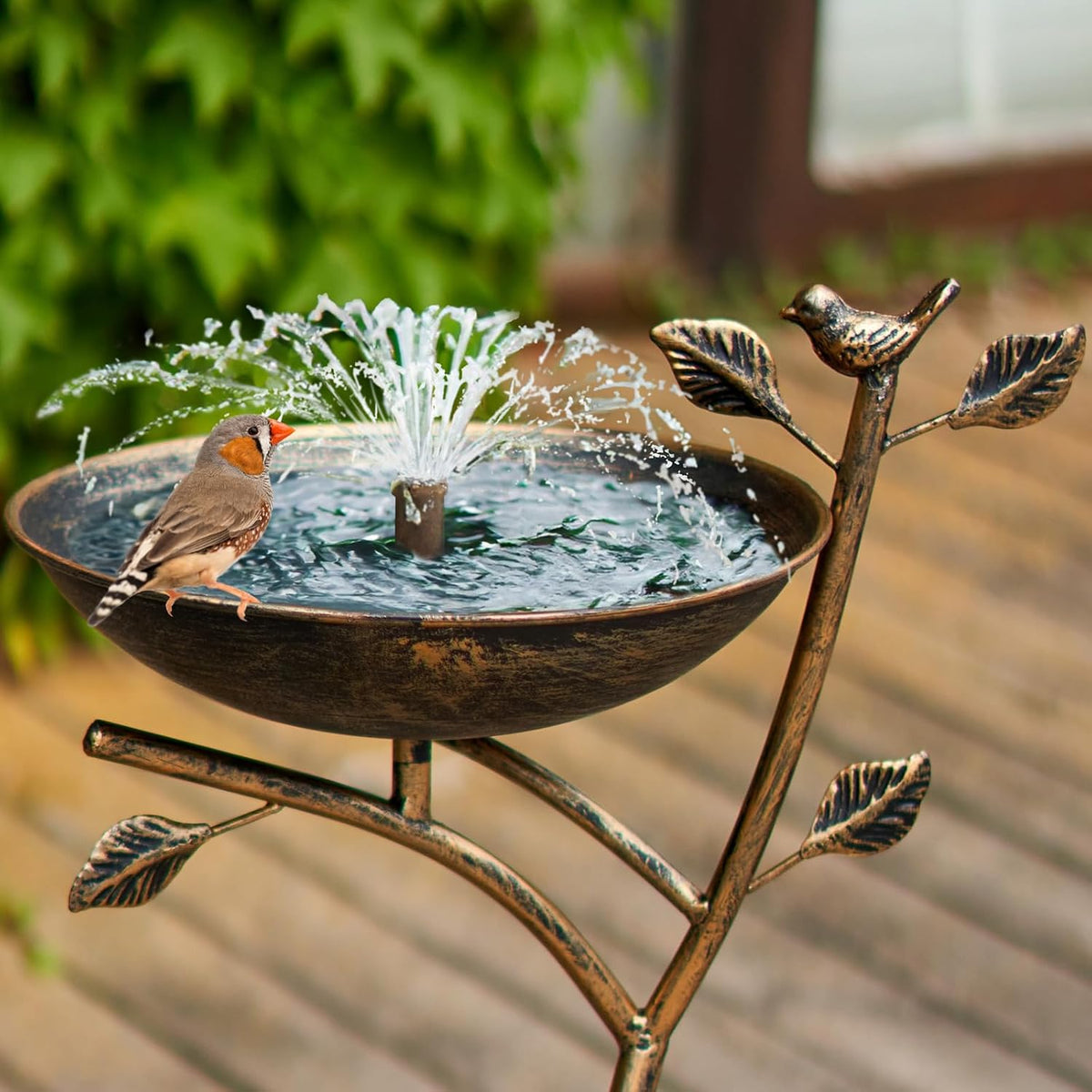 Diam 11.4" W x 31" H Cast Iron Pedestal Bird Bath, Bird Baths for Outdoors,Vintage Metal Bird Bath Garden Yard