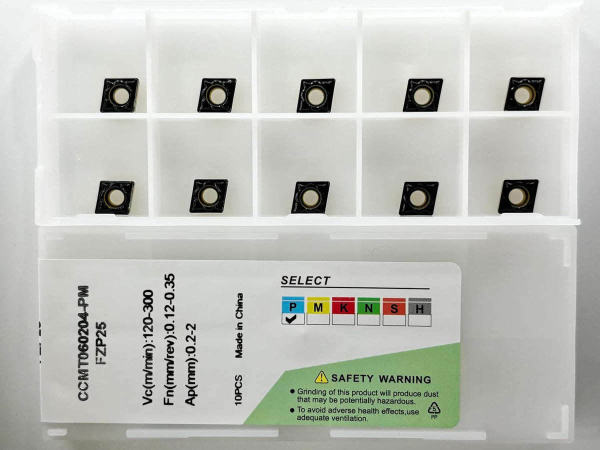 CCMT060204 Carbide Inserts for Steel CNC Lathe Turning, TiN Coated, 10pcs