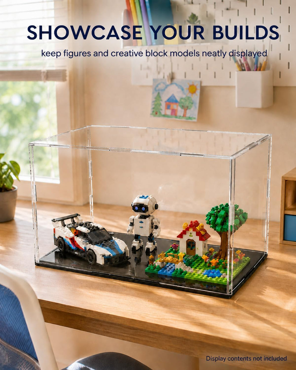 Self-Assembly Acrylic Display Case,Deluxe Dustproof Showcase,Cube Countertop Box for Pop Figures Collectibles