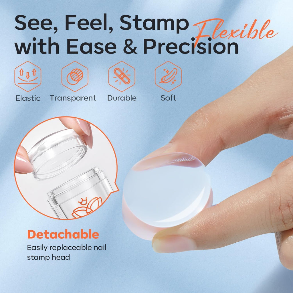 French Tip Nail Tool 6Pcs Nail Stamp Silicone French Tips Stamp