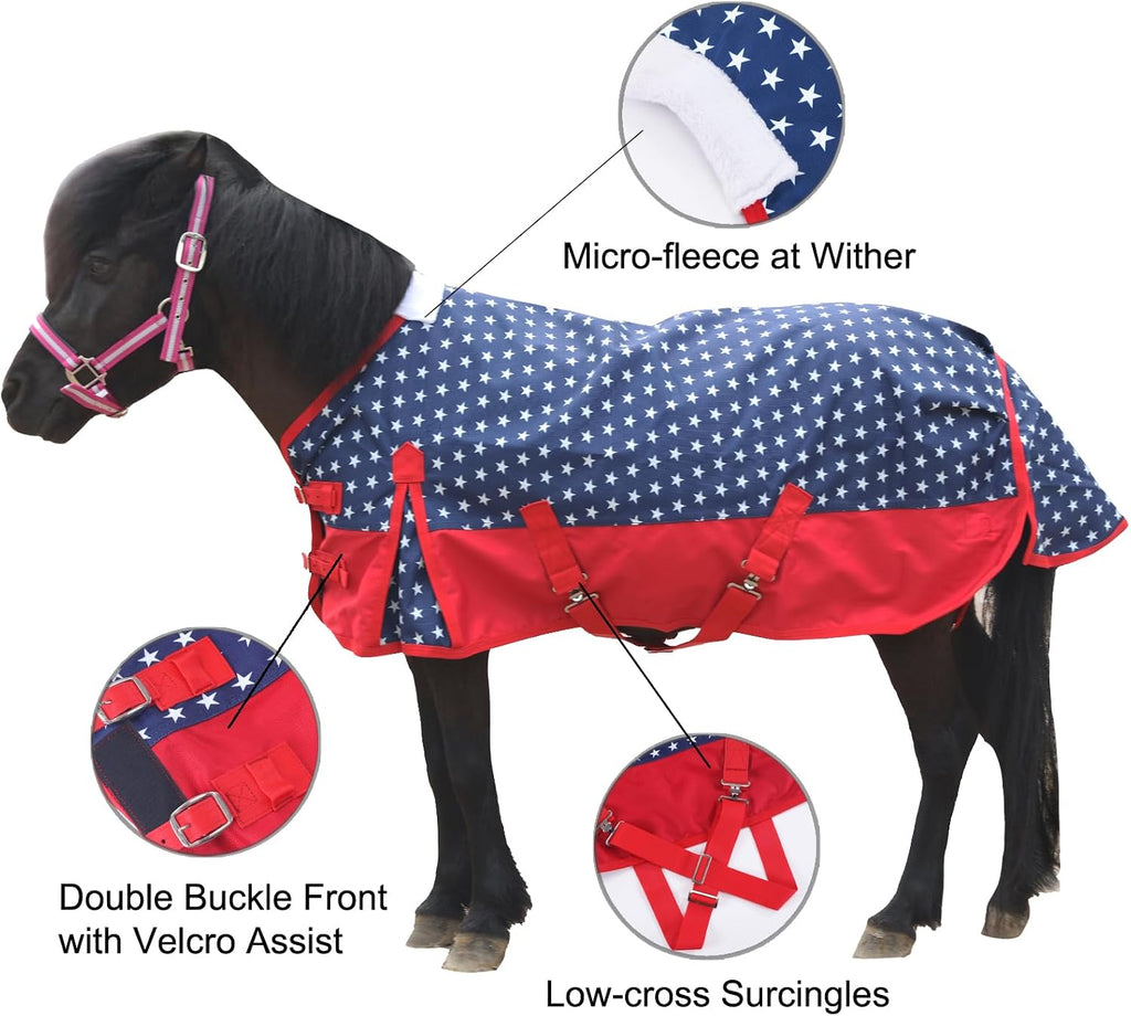 1200D Mini Horse/Pony Blanket 0g No-Fill Waterproof Turnout Sheet