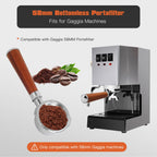 Neuroquill Bottomless Portafilter 58mm Compatible For Gaggia Classic/Classic Pro | Walnut Handle