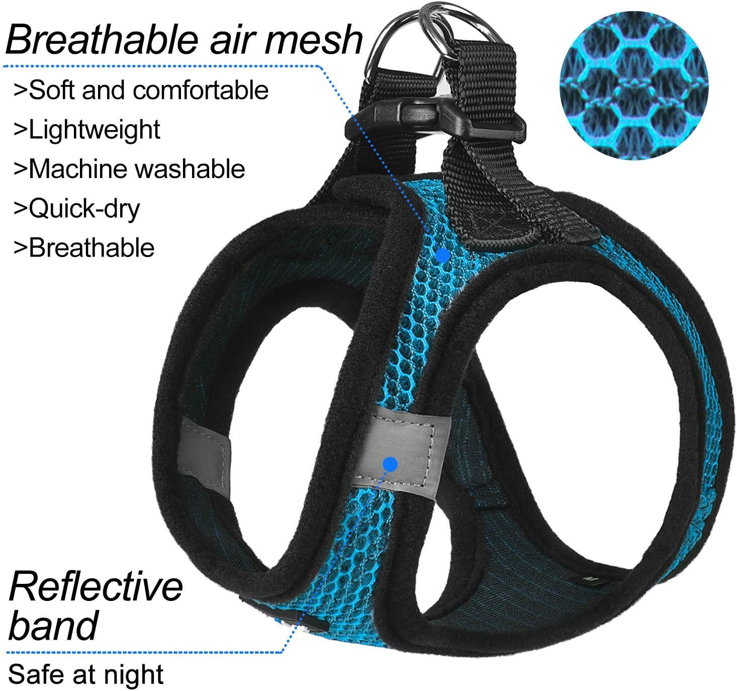 Dog Harness Step-in Breathable Puppy Cat Dog Vest Harnesses for Small Medium Dogs