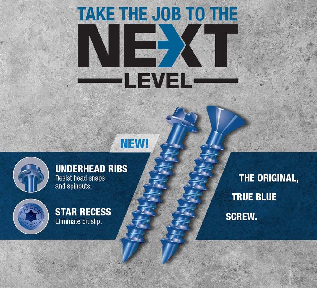 1/4" x 3-1/4" Star Torx Head Concrete Anchor Screws 3191407V2 | 100 Pack | Drill Bit Included | EnviroSeal Blue