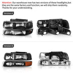 Headlight Assembly Compatible with 99-02 Chevy Silverado Black
