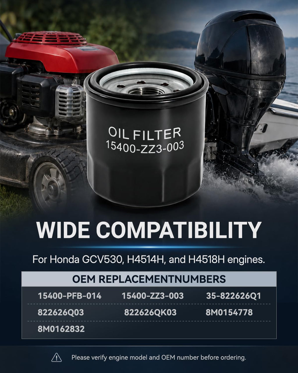 15400-ZZ3-003 Oil Filter for Honda GCV530 and Honda Outboard 8-60HP