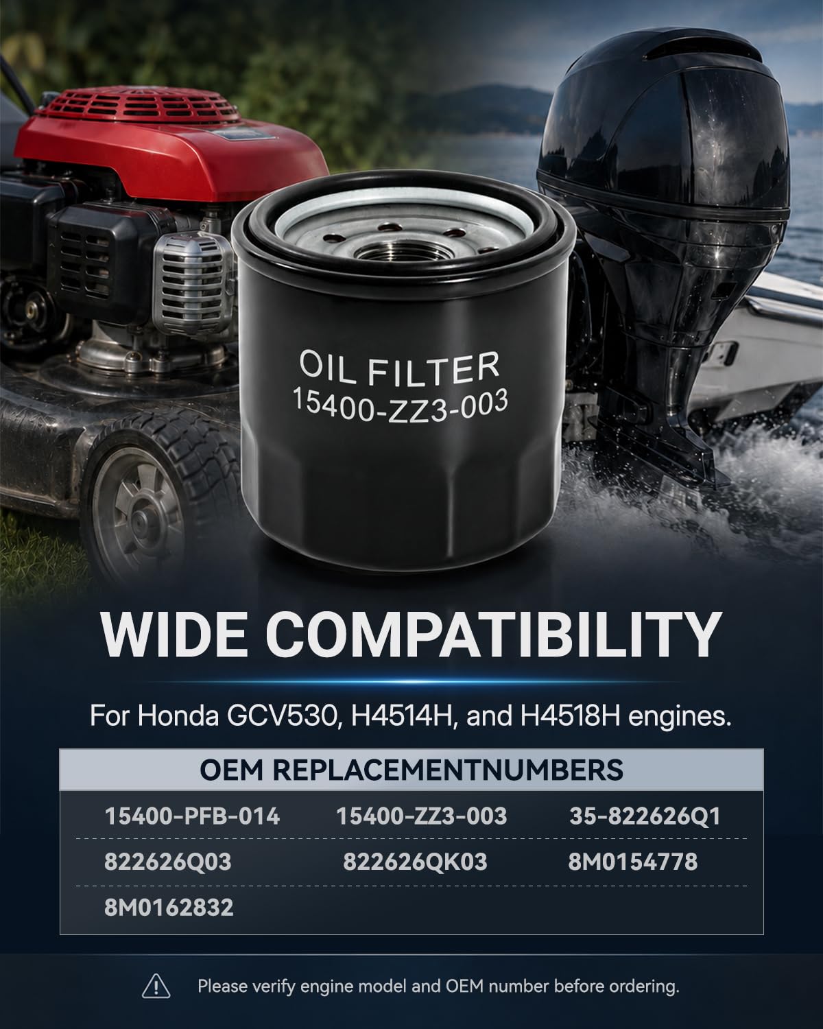 15400-ZZ3-003 Oil Filter for Honda GCV530 and Honda Outboard 8-60HP