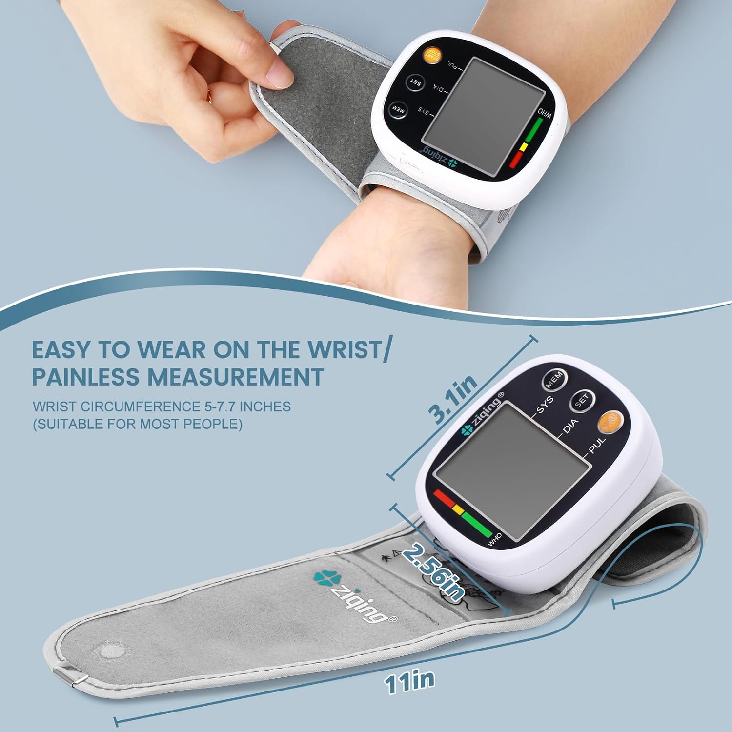 Wrist Blood Pressure Monitor for Home Use, Rechargeable Bp Machine