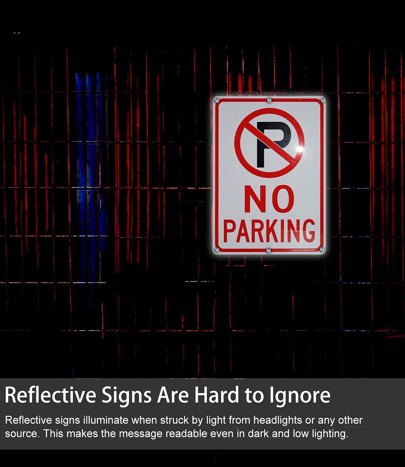 No Parking Sign With Symbol Sign, 14 x 10 Inches Reflective .40 Rust Free Aluminum, UV Protected, Weather Resistant