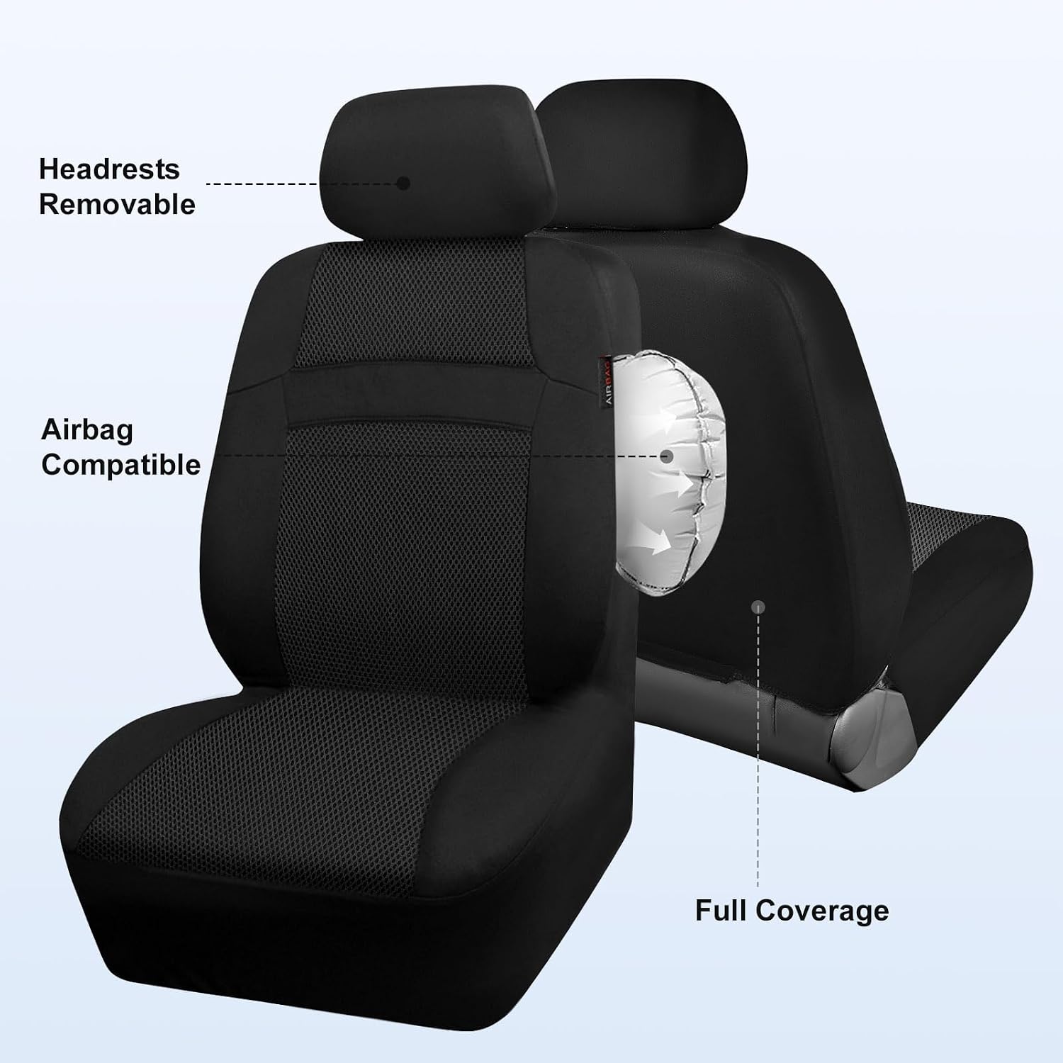 3D Air Mesh Car Seat Covers Two Front Seats Only, Universal Seat Covers for Car Fit SUV,Vans,Sedan,Trucks, Breathable