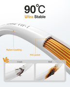 WotyWire 10 Gauge THHN Wire, Stranded Oxygen-Free Copper Wire, White, 50FT