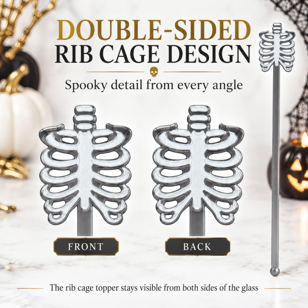 Halloween Skeleton Drink Stirrers, 36 Pack, 7-Inch Cocktail Sticks