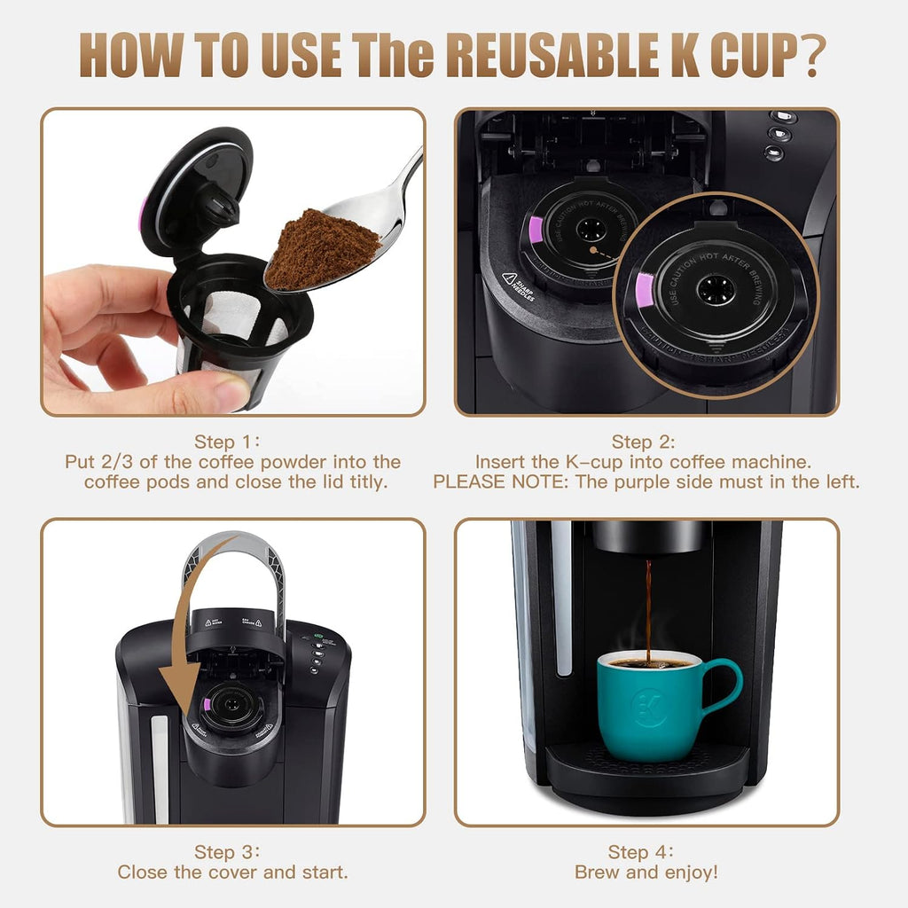 Reusable K Cups for K-eurig, 8 Pack K Cup Reusable Coffee Pods, Universal Reusable K Cup for K-eurig 1.0 and 2.0