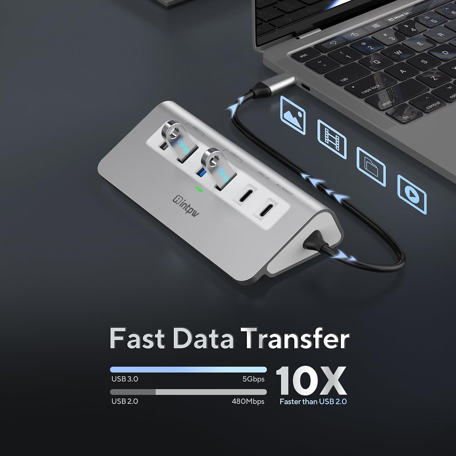 USB C Hub, P9 USB C Hub Multiport Adapter with 4K HDMI, PD 100W, Type-C & 2 USB A 3.0 5Gbps, 2 USB A 2.0, SD/TF Card
