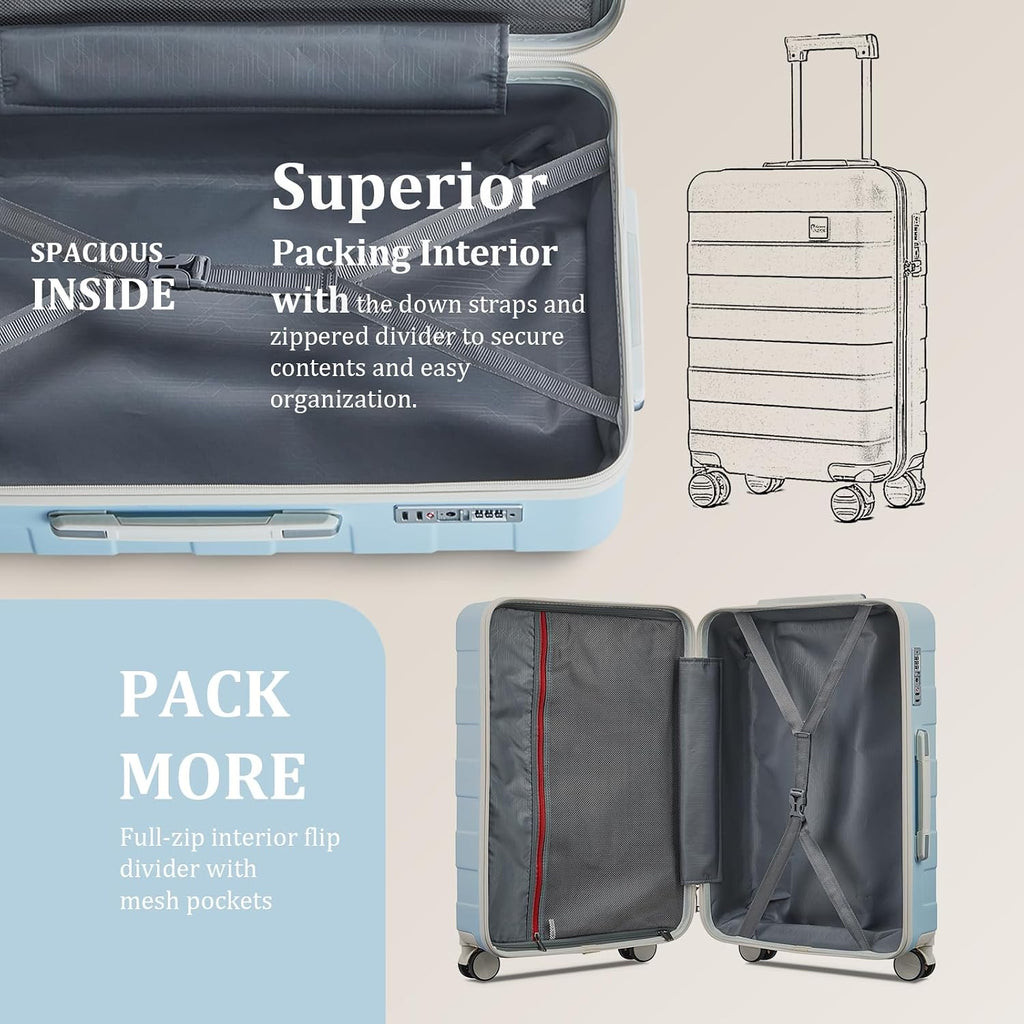 Hard Shell Luggage Sets 5 Piece for Women, Lightweight Hardside Rolling Suitcase Set with Spinner Wheels and TSA