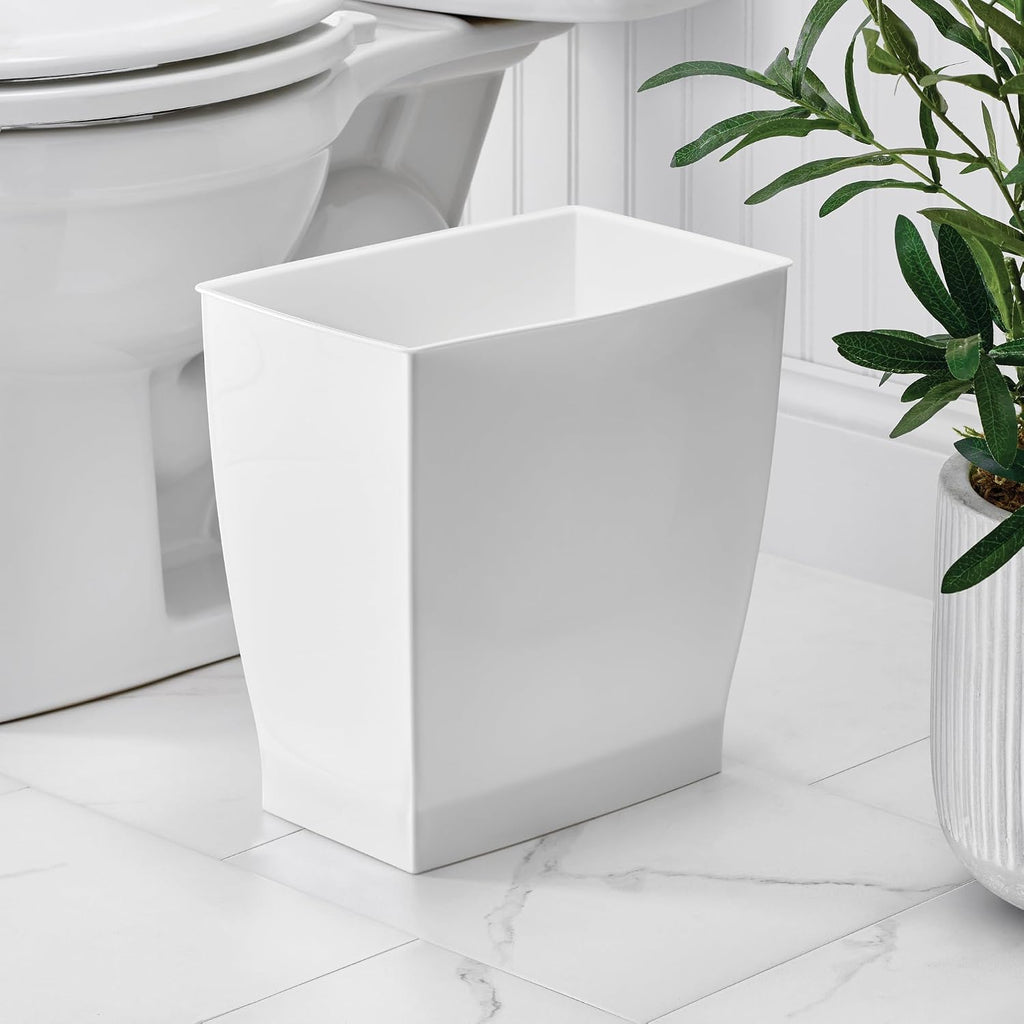 Plastic Spa Rectangular Trash, Waste Basket Garbage Can for Bathroom, Bedroom, Home Office, Dorm, College, 2.5