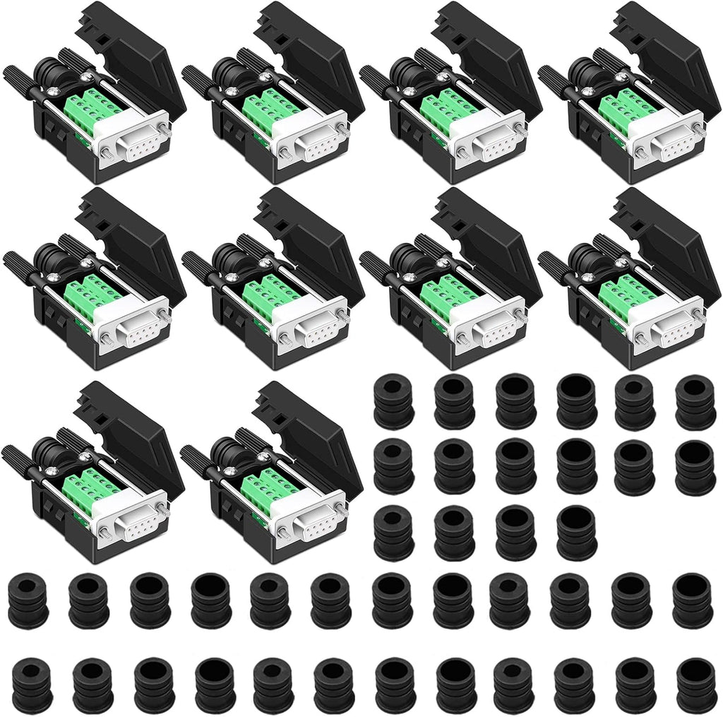 10PCS DB9 Solderless Serial to 9 pin Terminal Female Breakout