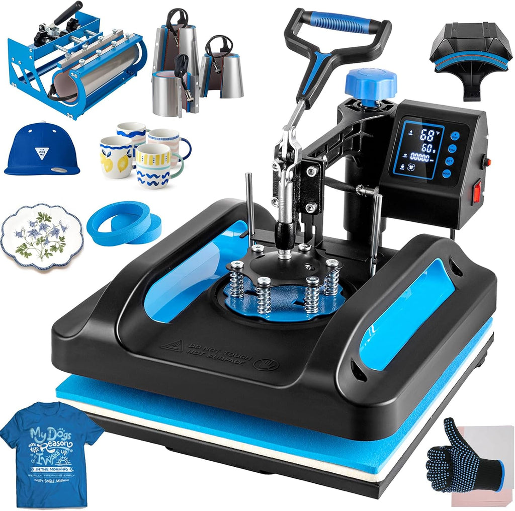 15x15 Heat Press Machine, 8 in 1 Heat Press Machine, Sublimation T Shirt Pressing Machine, 360-Degree Swing Away Heat