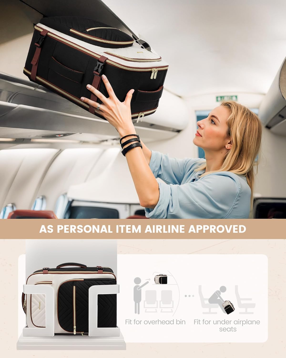 Travel Backpack Carry on Flight Approved 50L,Waterproof TSA Travel Essentials Personal Item Backpack for Women