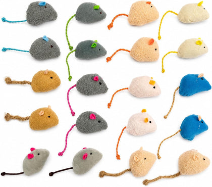 20-Pack Catnip Mouse Toys - Assorted Colors, Plush Mice with Catnip, Interactive Cat Toys for Indoor Kittens &