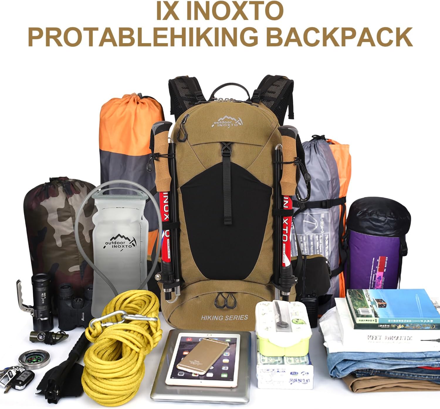 Hiking Backpack, 26L/40L Waterproof Hiking Daypack with 3L Water Bladder and Rain Cover, Lightweight Travel Camping