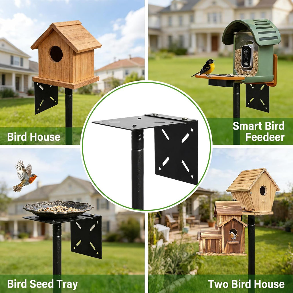 99 Inch Bird Feeder Pole with Squirrel Baffle, 360° Rotating Heavy Duty Bird House Pole for Outdoors Garden Yard