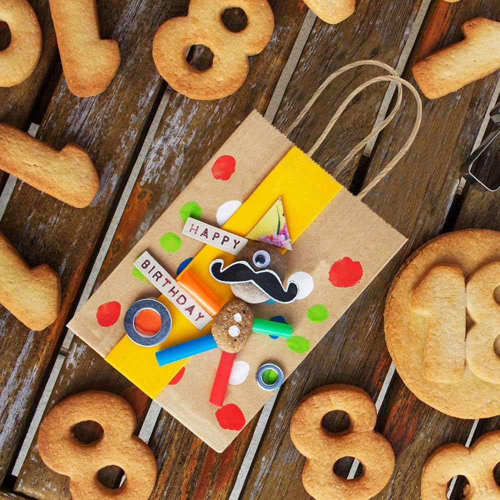 Gift Bags with Handles 5.25x3x8 Inch Small Brown 100 Pack Bulk