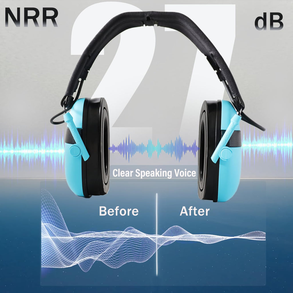 Bluetooth Electronic Shooting Ear Protection, NRR 27dB Rechargeable Hearing Protection for Gun Range, Noise Reduction