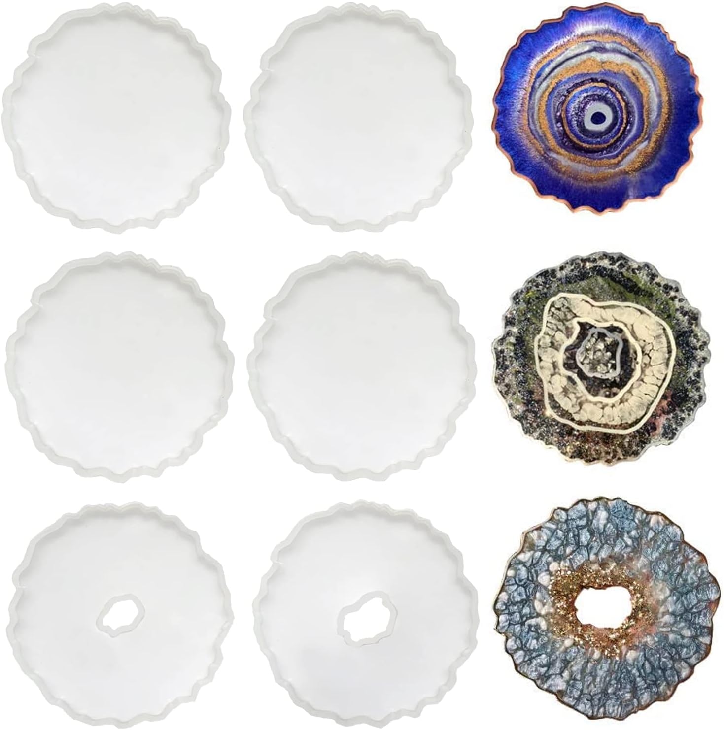 6 Pack Geode Coaster Molds for Resin, Irregular Resin Coaster Silicone Mold, Coaster Epoxy Resin Molds for Making