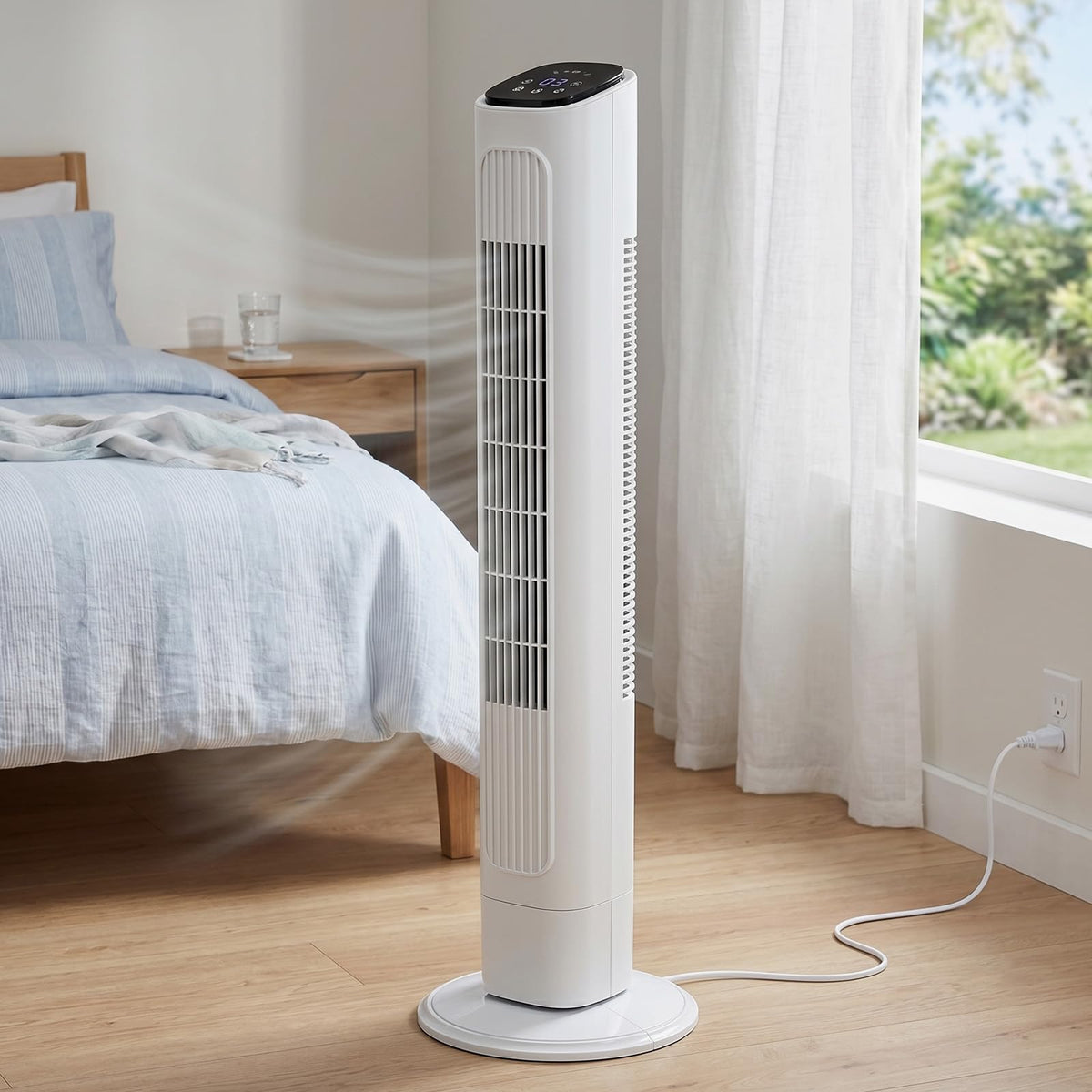 36 Inch Oscillating Tower Fan,Smart Standing Fans,Indoor Tower Fan,White-C