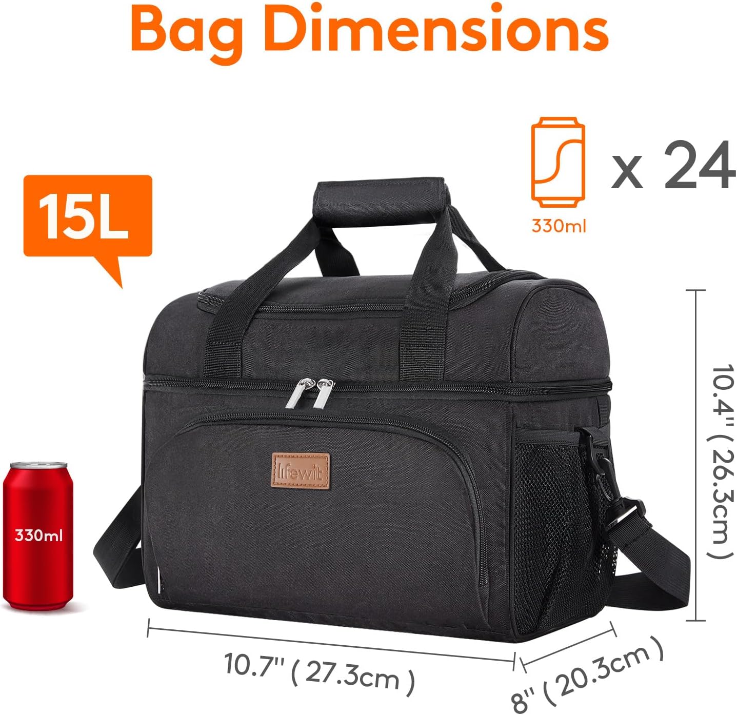 Insulated Cooler Bag, Large Leakproof Beach Cooler, Lightweight Portable Double Layer Soft-Sided Travel Ice Chest for