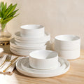 Ceramic Dinnerware Set for 4, 12-Piece Plates and Bowls Set