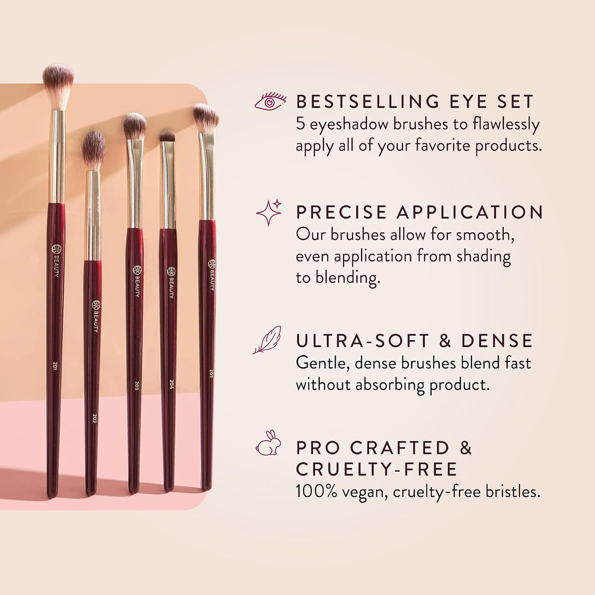 Essentials Eyeshadow Brush Set, 5 Eye Brushes for Blending