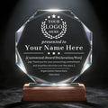 SHIP NEXT DAY, Personalized Crystal Award Trophy - Custom with Company Logo Text & Employee Name, Engraved Award for