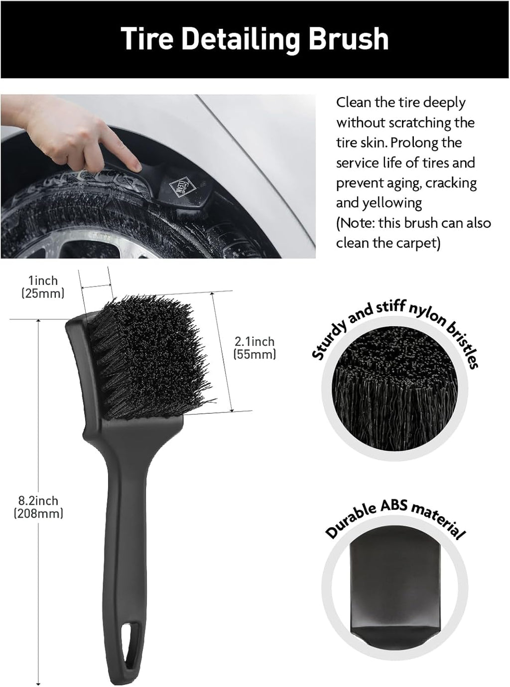 6PCS Car Wheel Brush Kit for Cleaning Tires | Tire Brush, Soft Rim Brush, Bendable Wheel Cleaner Brush for Cleaning