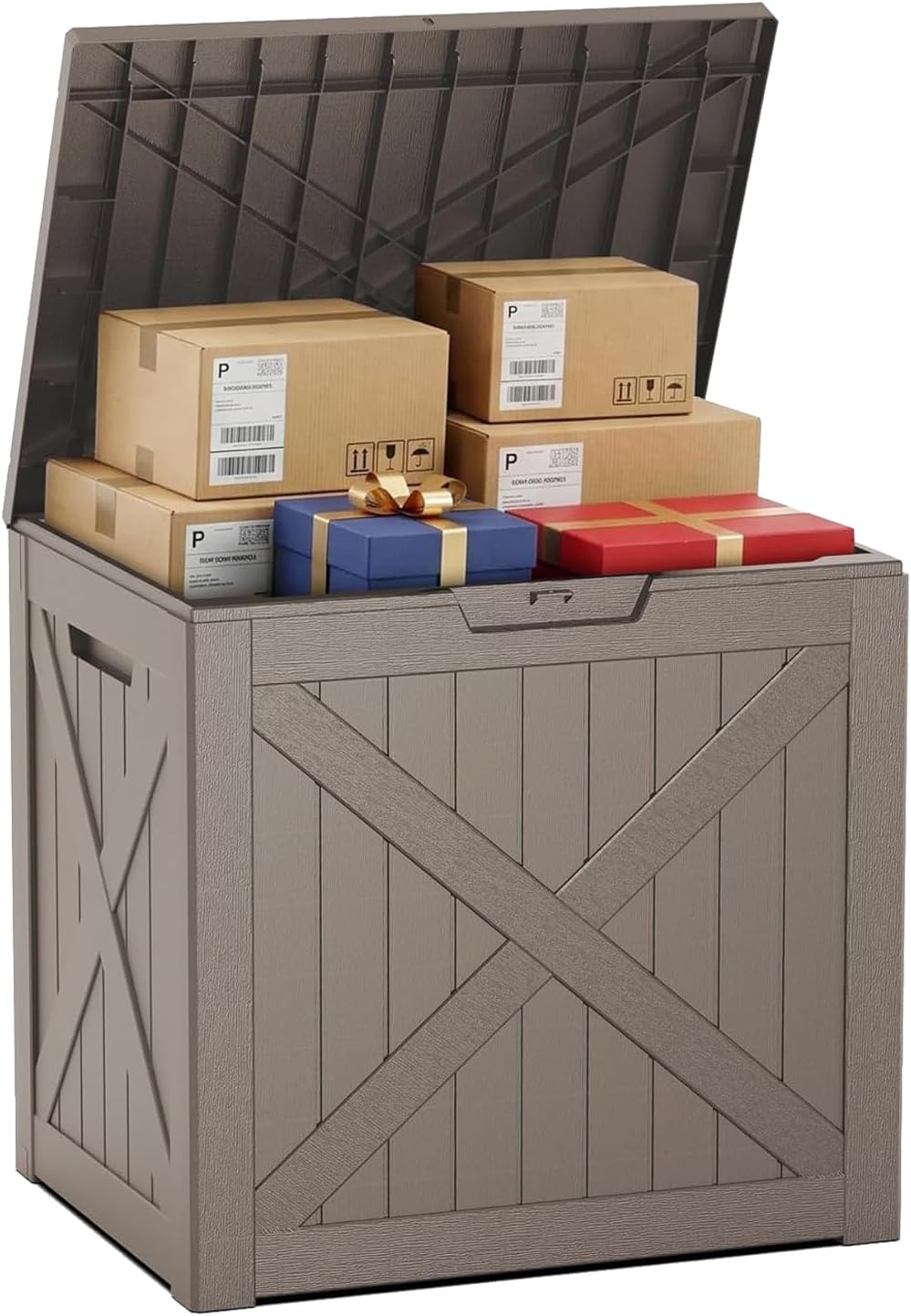 45Gal Lockable Package Delivery Box Waterproof Outdoor Storage Box | Compact resin parcel drop box for porch