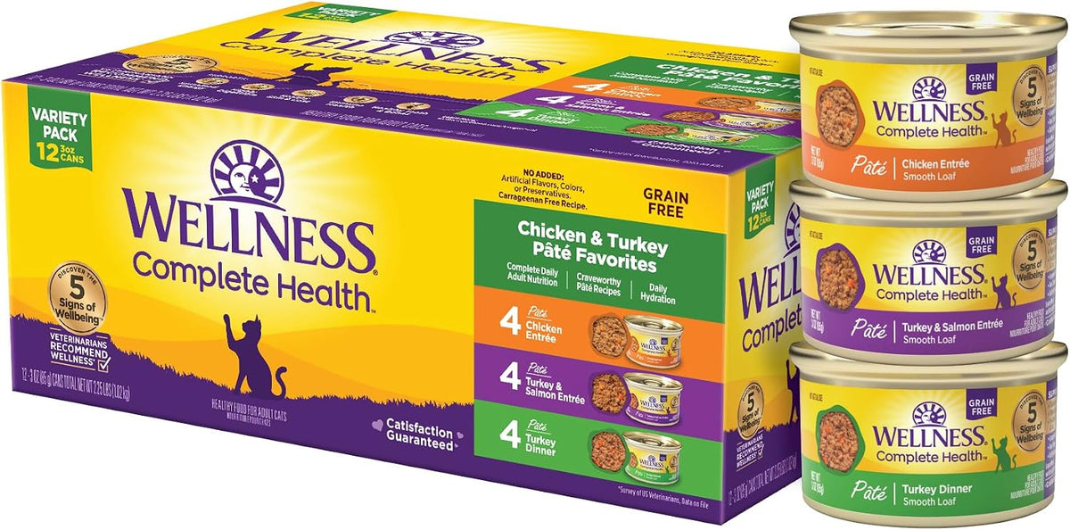 Complete Health Pate Variety Pack Adult Canned Wet Cat Food, Natural, Protein Rich, Grain Free, Chicken and Turkey