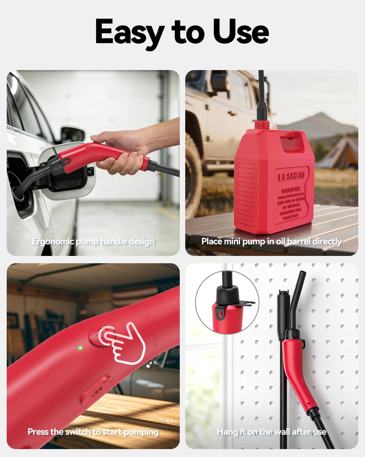 Leshein Fuel Transfer Pump 3GPM, Rechargeable Gas Can Pump