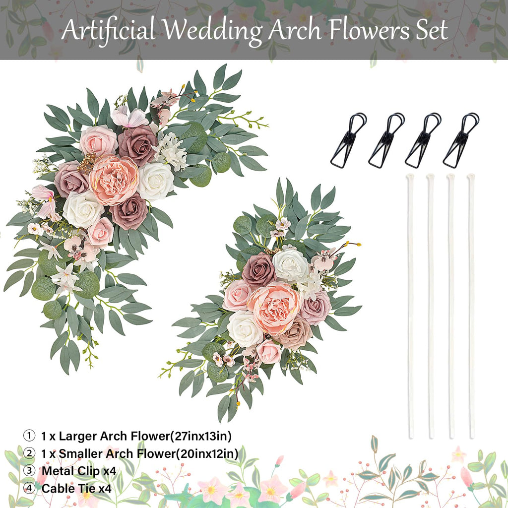 Pink Wedding Arch Flowers Set of 2