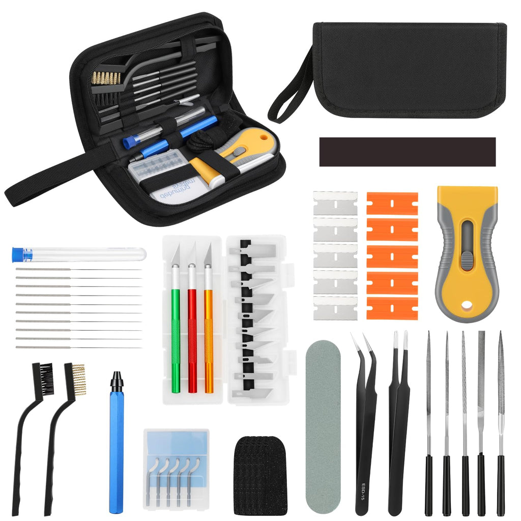 3D Printer Tools Kit - 58PCS 3D Printer Accessories 3D Printing Tool Kit with Nozzle Cleaning Kit, Deburring Tool