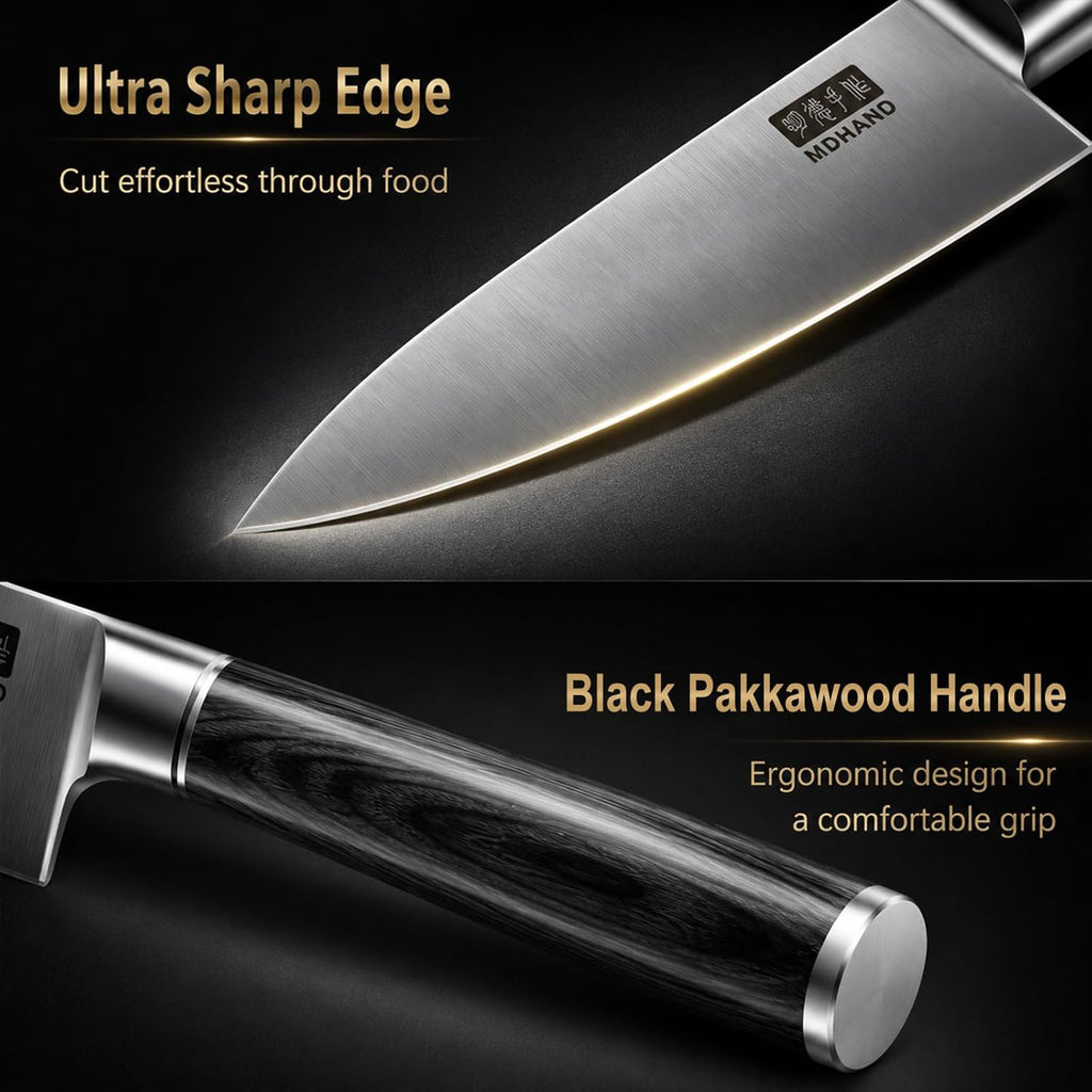 Chef Knife Set with Roll Bag, Ultra Sharp Japanese Kitchen Knife Set