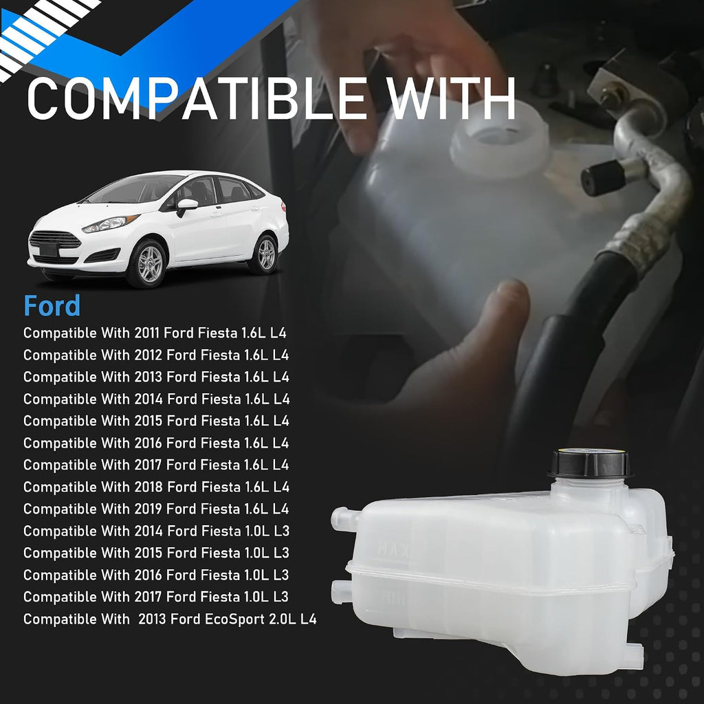 Engine Coolant Reservoir Tank with Cap Fit for 11-19 Ford Fiesta